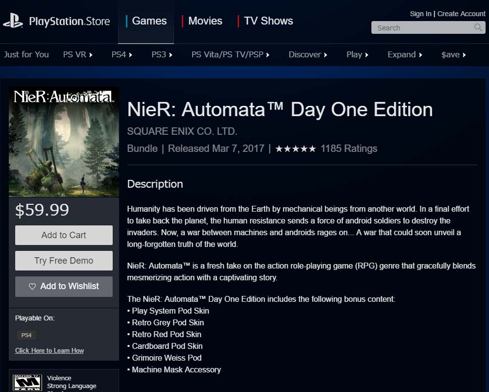 PlayStation Store – Nier: Automata